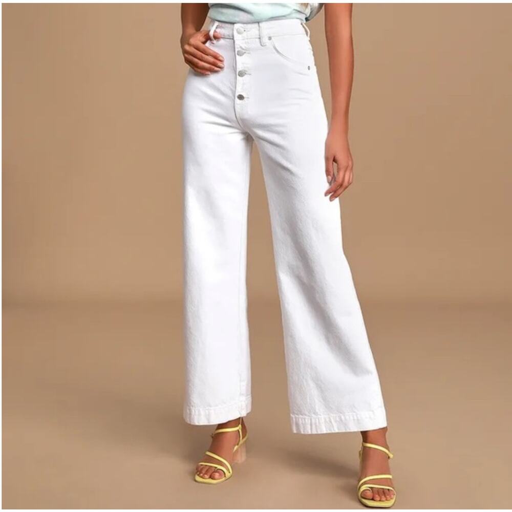 Rolla's High Rise Wide Leg Old Mate Vintage White 100% Cotton Jeans Women's 29